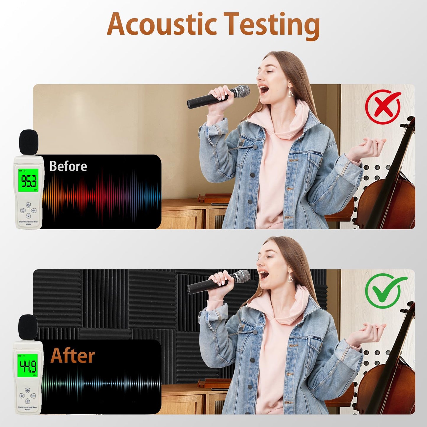 SD SODOCT 18 Pack Self-Adhesive Acoustic Foam Panels 12"x12"x1" Wedge Soundproofing Panels for Walls, High Density Sound Proofing Panels, Acoustic Foam for Studio, Home, Office