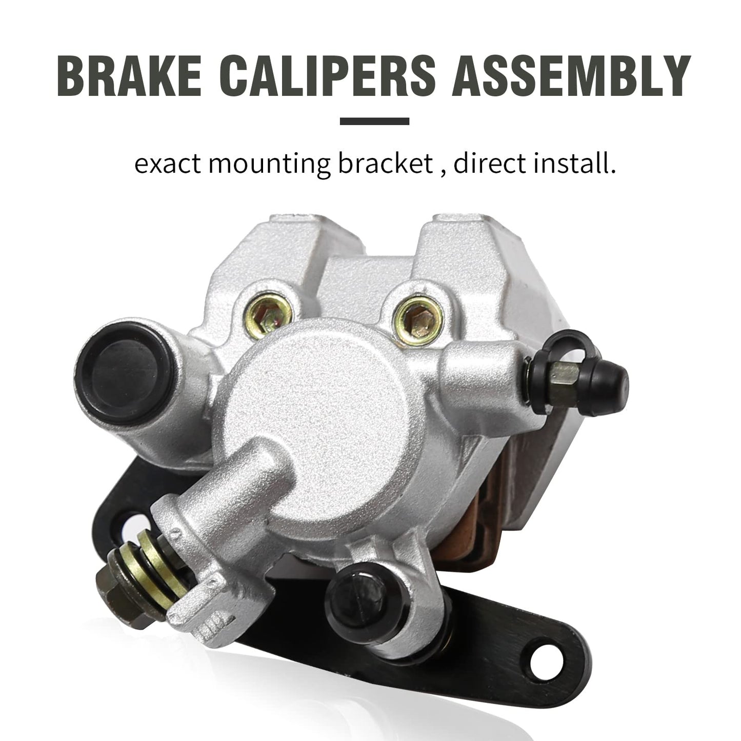 EATAKWARD Front Left & Right Brake Calipers & Pads 3GD-2580T-01-00 3GD-2580U-01-00 Replacement for Yamaha Banshee Big Bear Grizzly Kodiak Warrior Wolverine YFM 125 250 350 400 450 660 YFZ350 (Black)