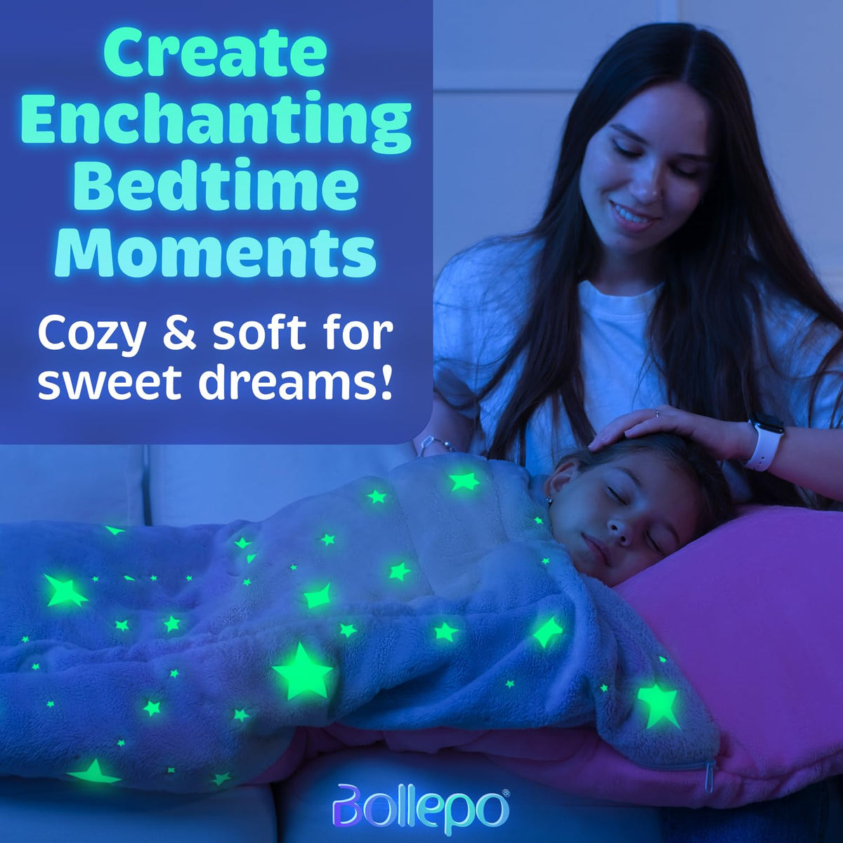 Girls Rainbow & Glowing Stars Sleeping Bag, for Kids and Toddler Ages 3+, Soft with Pillow Pocket - Kids Blanket (66'' x 33'')