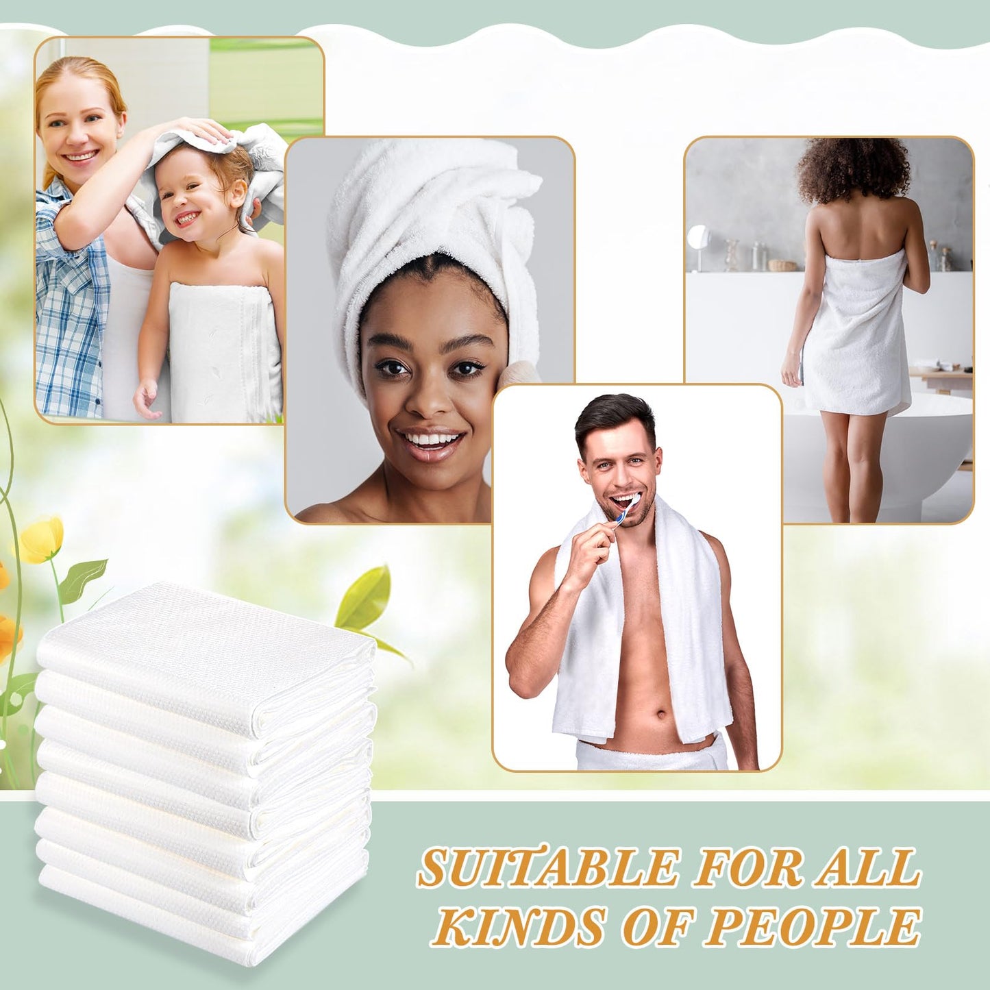 Buryeah 30 Pcs 27.5 x 55 Inch Disposable Bath Towels Bulk White Large Body Camping Towel Quick Dry Thickened Absorbent for Travel Shower Hiking Backpacking Bathroom