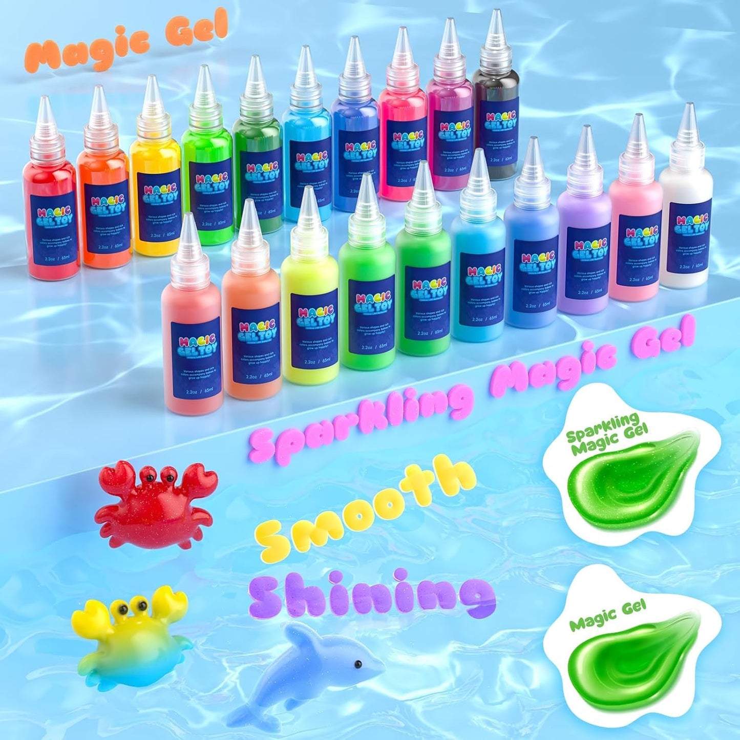 Flooyes Magic Gel Elf Water Toy Kit, Handmade Aqua Water Fairy Gels Kit, Creative Squishy Maker Toy with 20 Magic Gels and 16 Shape Molds, Birthday Gifts Crafts&Art DIY Kit for Kids 4 5 6 7 8 Years Old