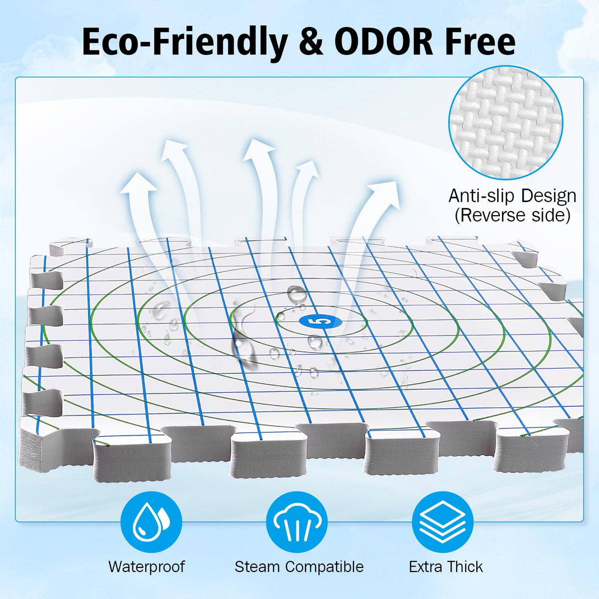 Yiitoll Blocking Mats for Knitting, Extra Thick Knitting Blocking Mats with Grid Radial Lines, 9 Packs Crochet Blocking Board with 100 T-pins and Storage Bag (White)