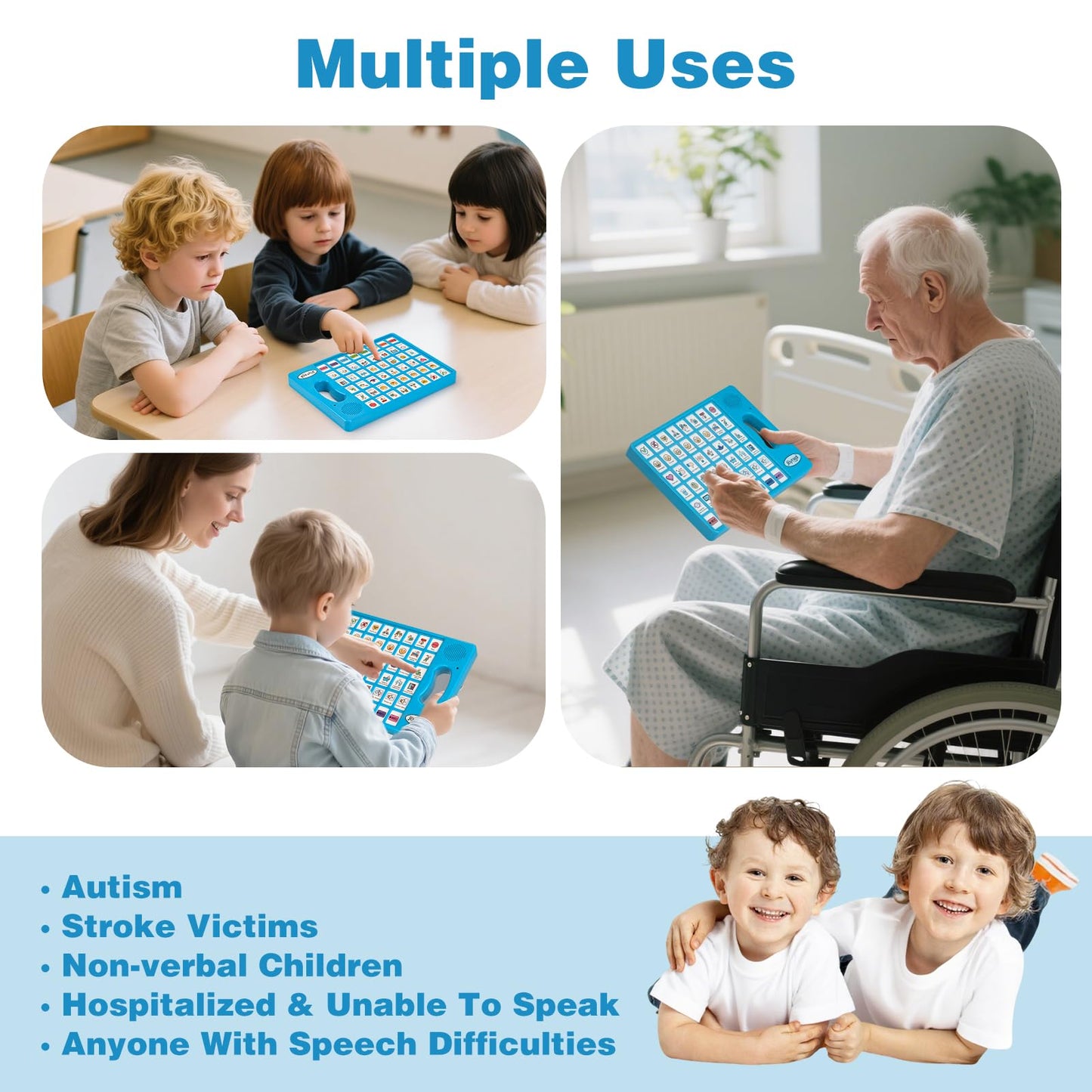 AAC Device for Autism, Joyreal Non Verbal Communication Tools for Speech Therapy & Stroke Rehab. Augmentative Alternative Communication Tablet, Autism Talking Aids with 8 Programmable Buttons