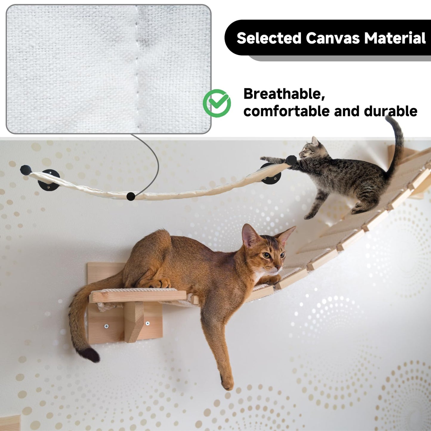 XIFOWE Cat Hammock Wall Mounted, 35.43 x 12.99 inch Wall Mounted Cat Shelves, Metal Brackets cat Beds for Sleeping, Playing, Climbing and Resting Stabilized Wall Furniture for Large Cats or Kitty