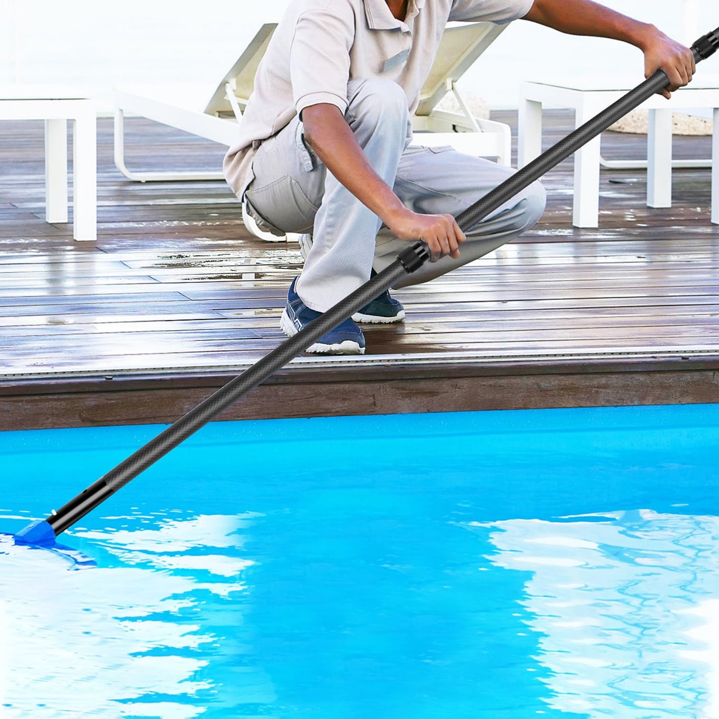 Imgokaha Carbon Fiber Pool Pole - Professional 12 Foot Telescopic Pool Cleaning Pole, Pool Skimmer Net Pole, Telescoping Swimming Pool Poles Heavy Duty 12FT