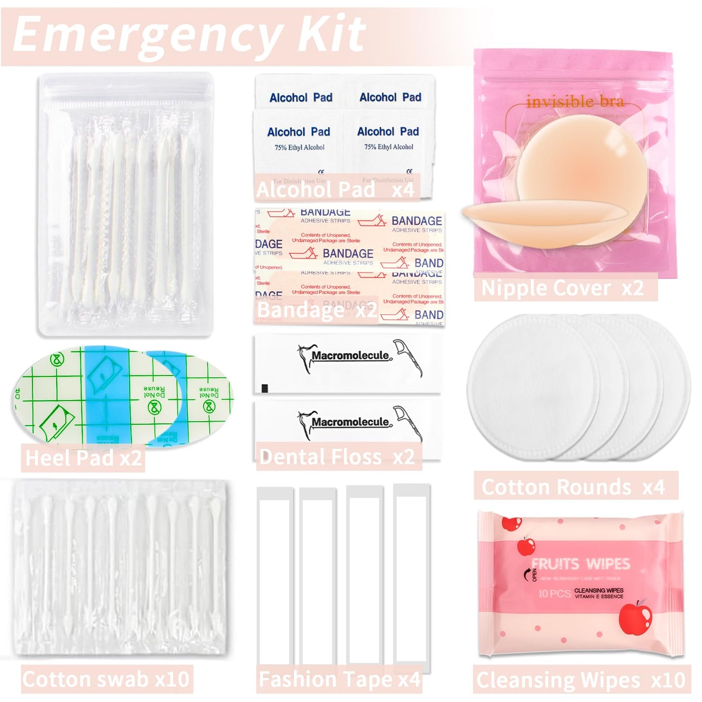 Bridal Emergency Kit 40+ Wedding Day Essentials Survival Set for Bride & Bridal Party (White)