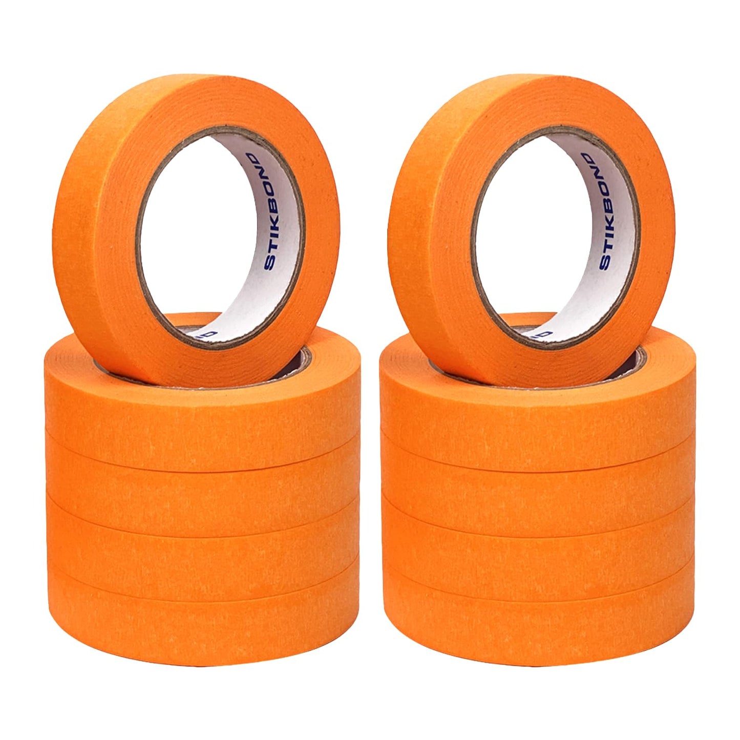 STIKBOND Orange Painters Tape 1 Inch x 55 Yards 10 Rolls (550 Total Yards), Medium Adhesive Green Masking Tape Bulk Multi Pack for Wall Painting, Furniture Painting, DIY Handmade Decoration