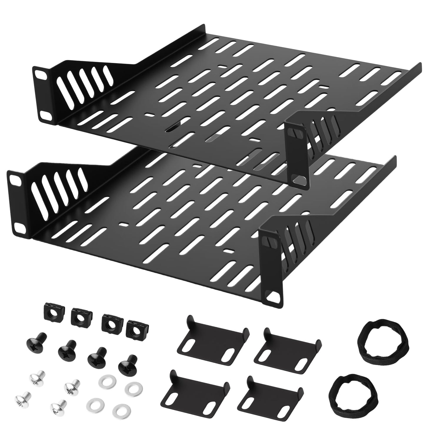 2 Pcs 10 inch 1U Server Rack Shelf,Heavy Duty Vented Rack Mount Shelf for 10" Server Rack & Cabinet,7.87" Depth Shelf with Enhanced Airflow for Network Equipment,Computer Racks & Cabinets
