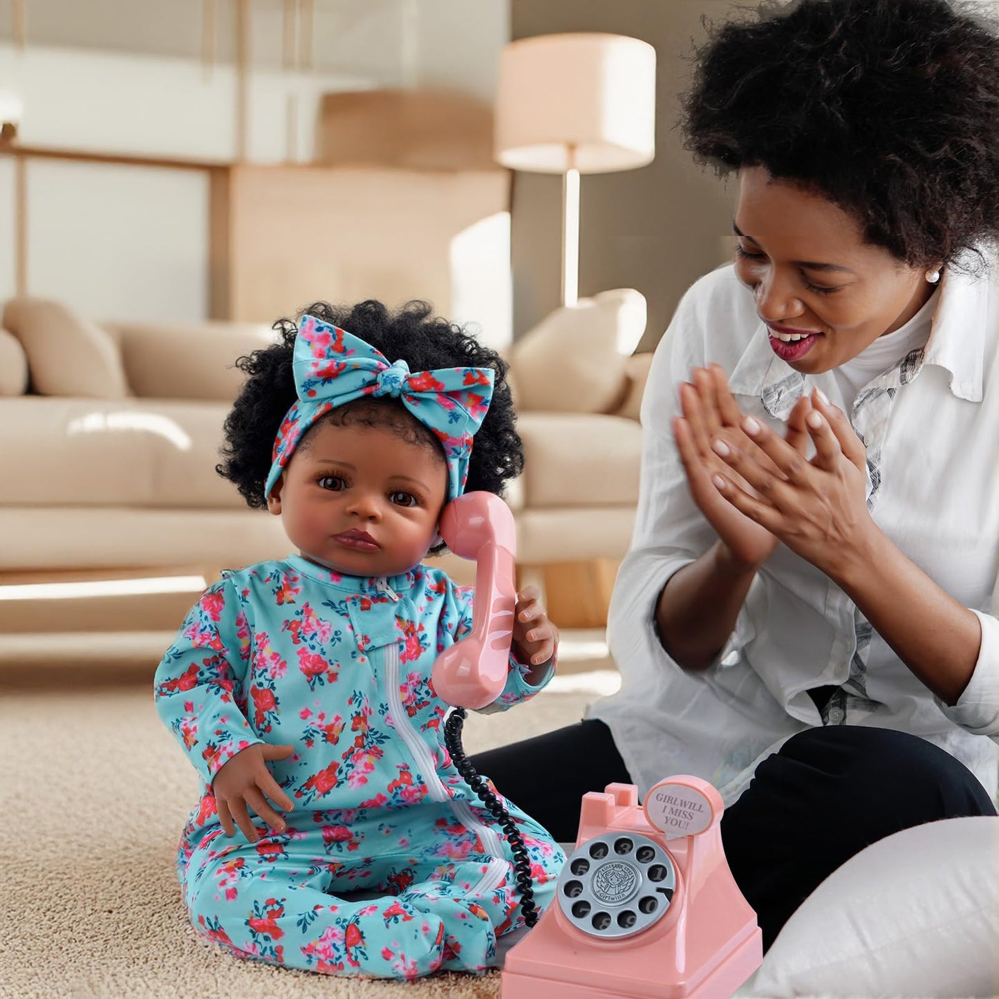 BABESIDE Lifelike Reborn Black Girl- 18-Inch Realistic Newborn Real Life Baby Dolls with Clothes and Toy Gift for Kids Age 3+1