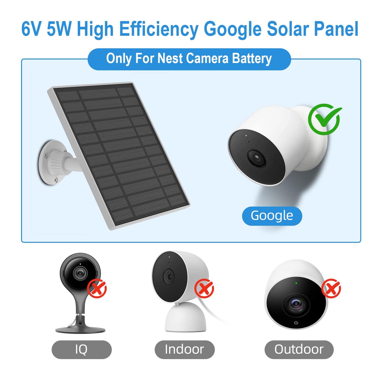 [3 Pack] Solar Panel for Google Nest Camera (Battery Version), 4W Camera Solar Panel with 13FT Cable for Google Nest Camera