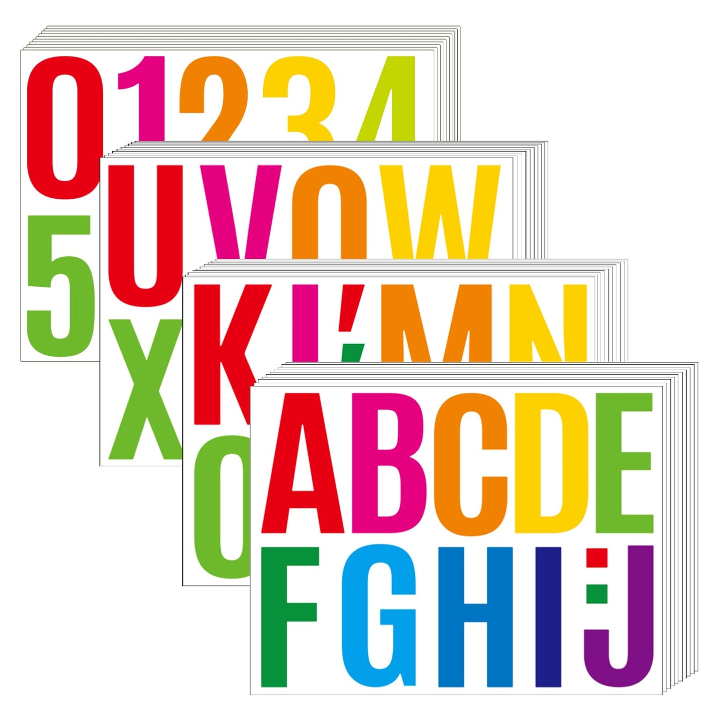 440 Pcs 40 Sheets 4 Inch Large Letter Stickers Bulletin Board Letters Mailbox Numbers Stickers for Mailbox, Signs, Window, Cars, Trucks, Home, Classroom, Business, Address Number (4 Inch, Colorful)