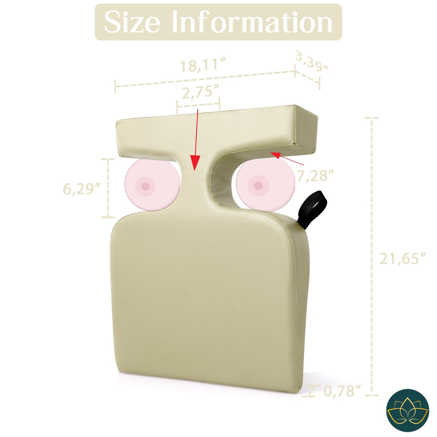 Easy Spa Massage Table Breast Pillow Upgraded for Larger Bust Sizes(AA-D), Wedge Cushion, Comfort Bolster Wedge, Prone Pillow (Cream)
