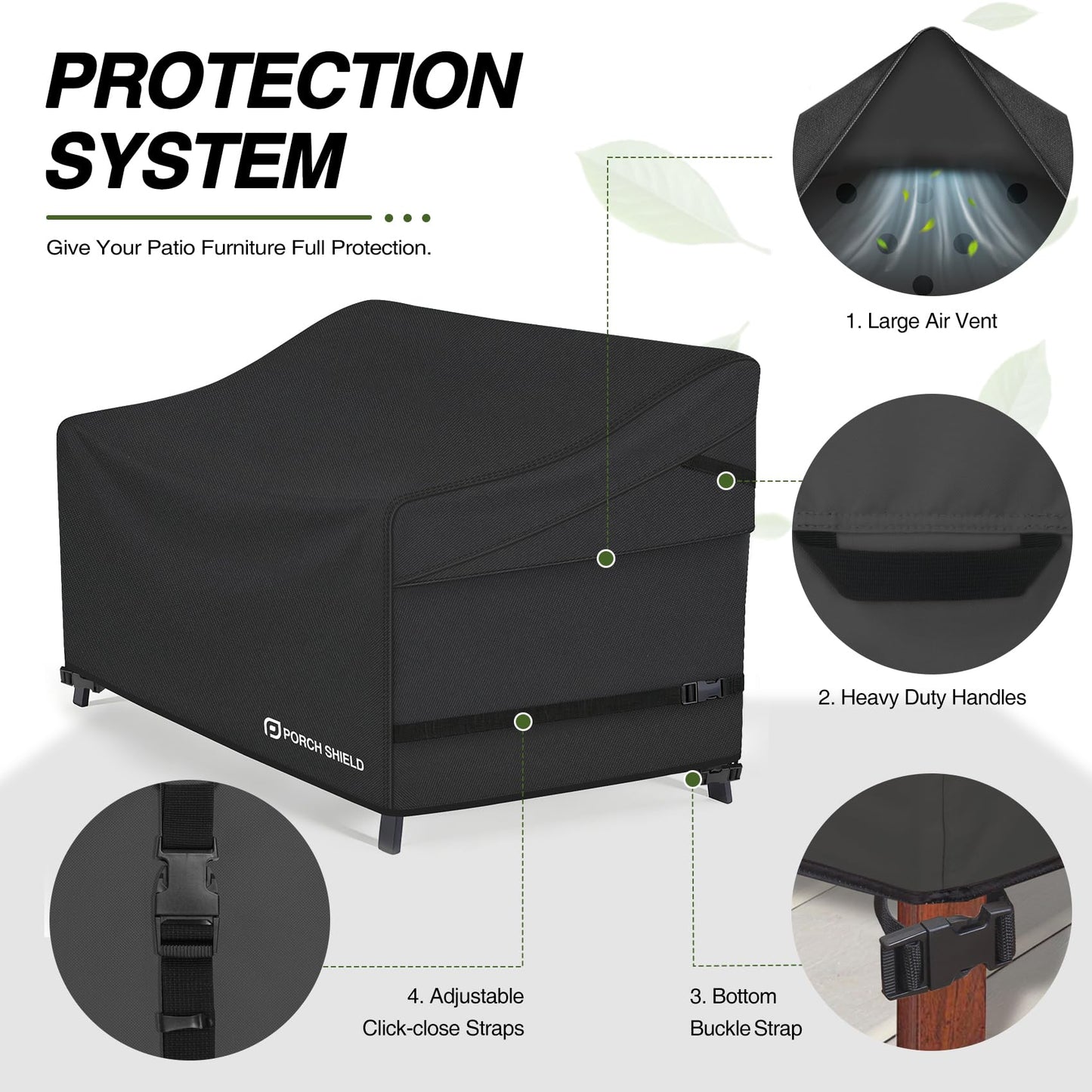 Porch Shield Patio 3-Seater Sofa Cover - Waterproof Outdoor Couch Deep Seat Sofa Cover 86W x 38D x 35H inch, Black