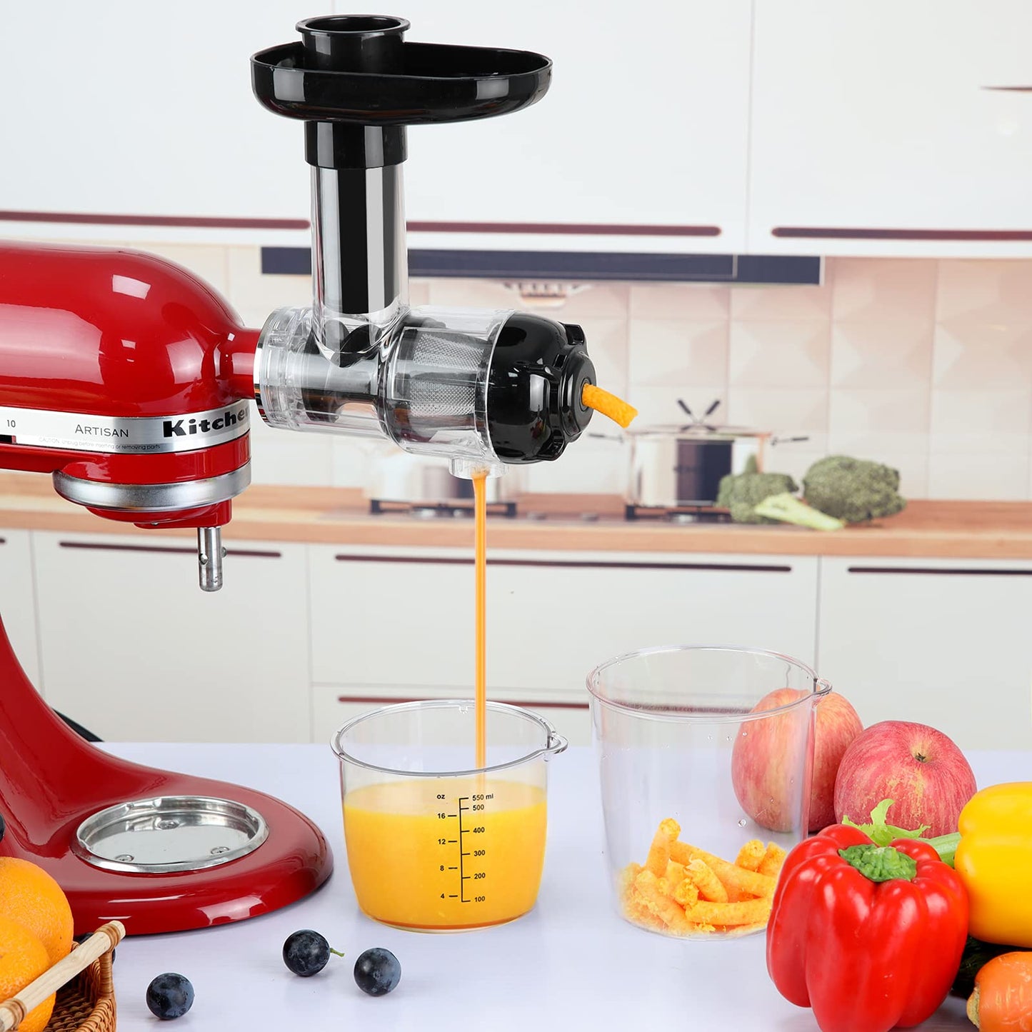 Gdrtwwh Masticating Juicer Attachment for Kitchenaid Mixers, Slow Cold Press Juicing Compatible with Kitchen Aid Stand Mixers, Black
