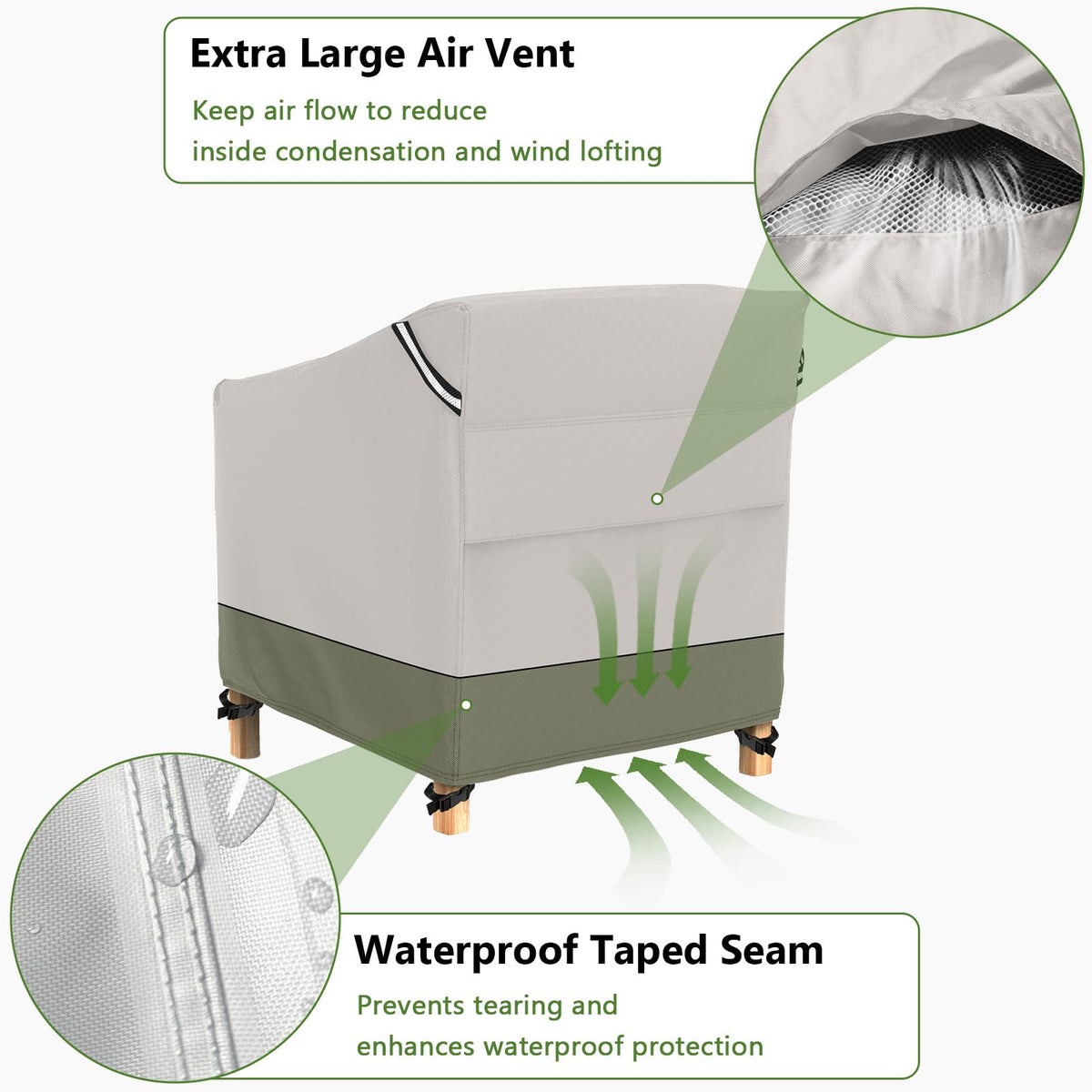 Gasadar Patio Chair Cover-2 Pack, Heavy Duty Waterproof UV Resistant Anti-Fading Chair Covers for Lawn Outdoor Furniture Chairs,29" W x30 D x 36" H