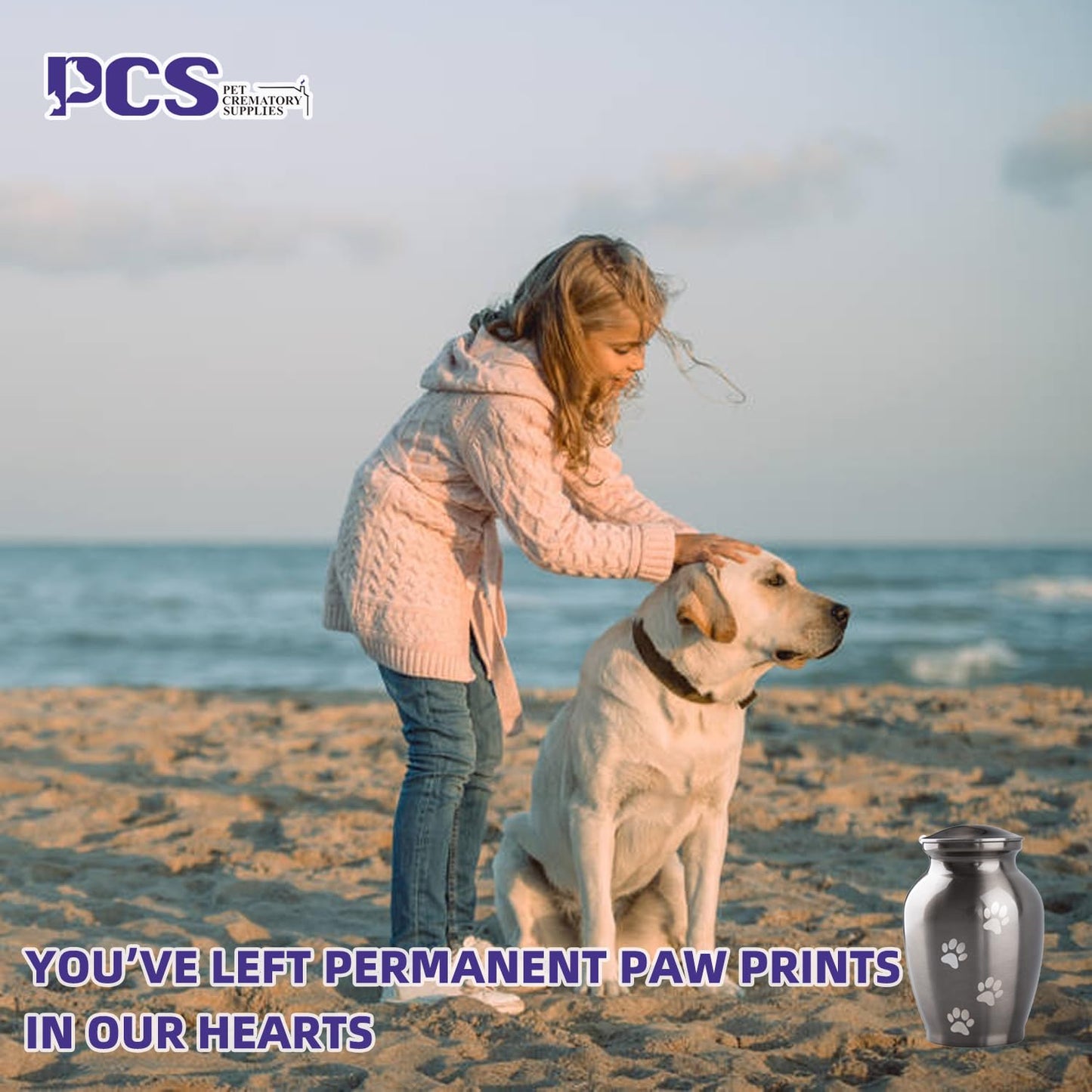 PCS Memorial Pet Cremation Urns for Dogs and Cats Ashes, Paw Engraved Pet Urn, Dog Keepsake Urns for Ashes-Medium