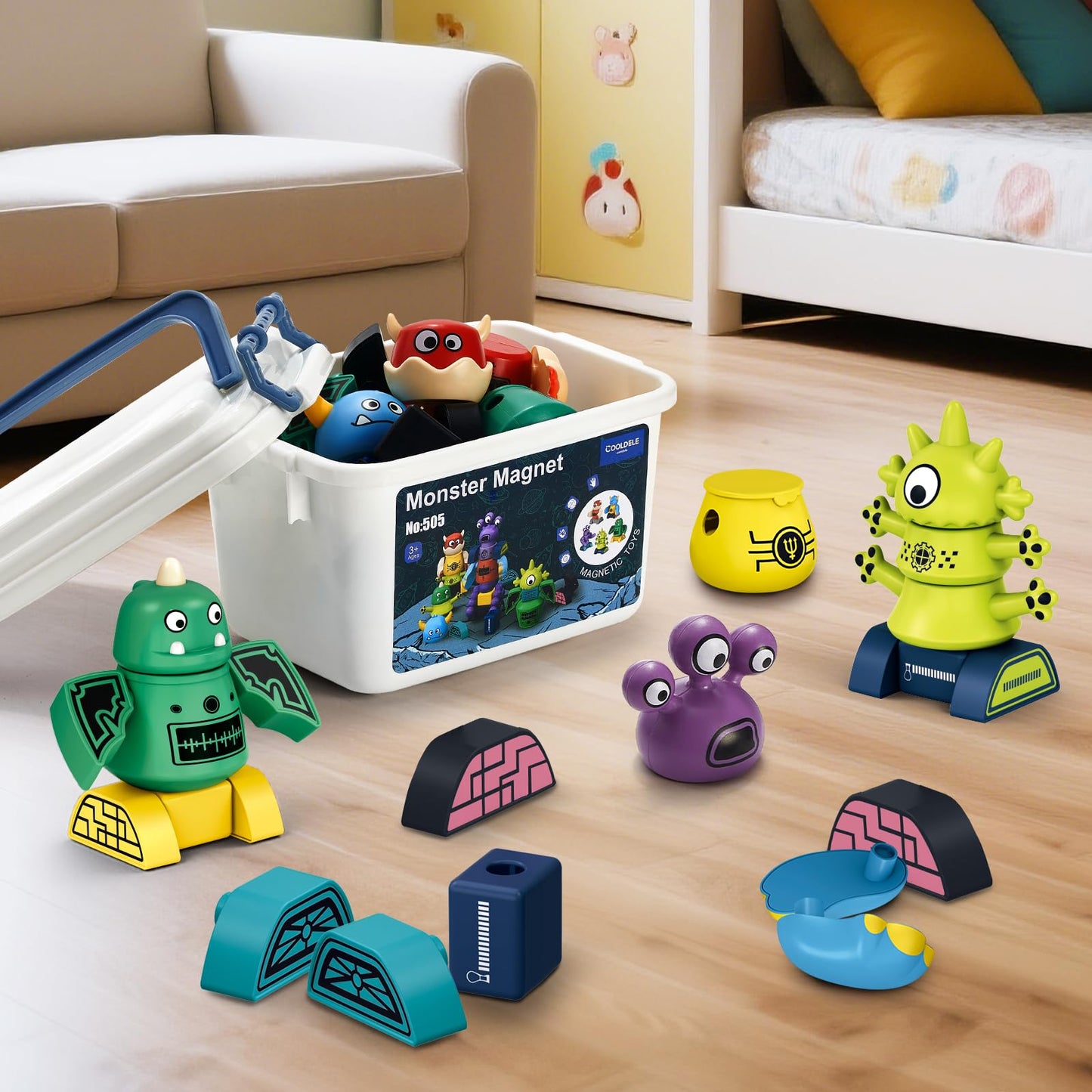 Cooldele STEM Magnetic Robot Toys for Kids Ages 3 4 5 6 7 8, Transformable Stacking Robots and Monsters with Storage Box,Awesome Birthday Xmas Gift for Boys Girls Kids Ages 3-8