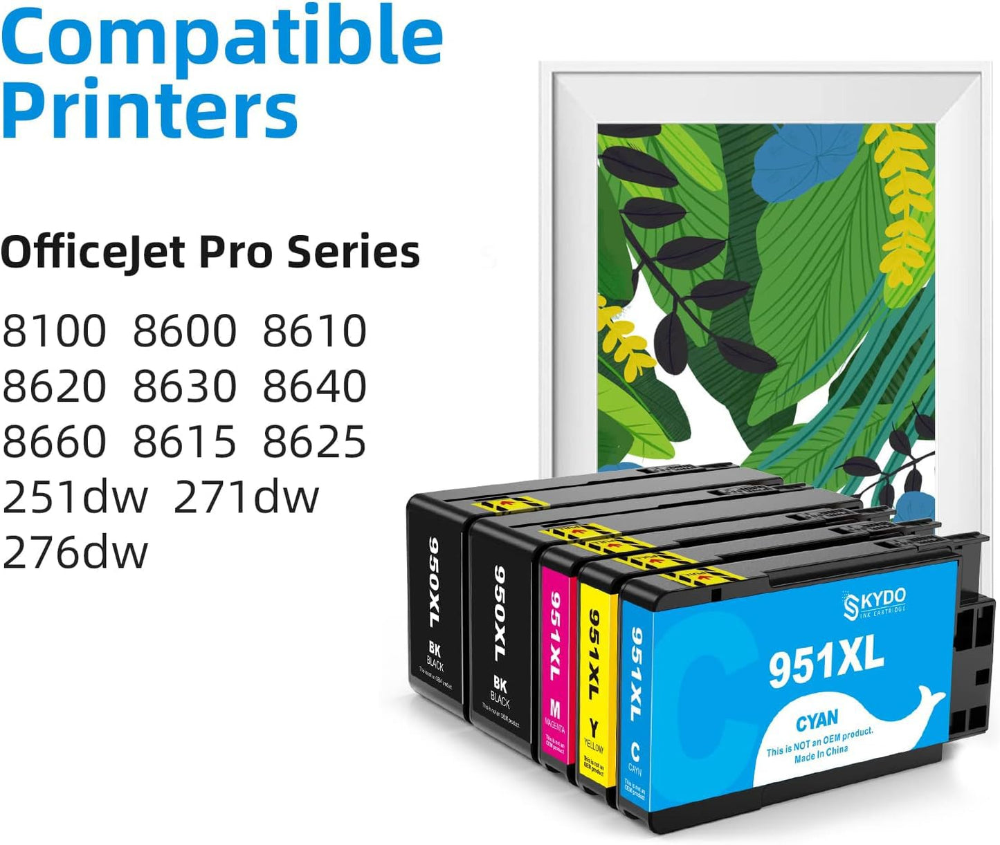 950XL 951XL Ink Cartridges Comb Pack, 5-Pack, 8600 Ink Cartridge, Replacement for HP 950 XL 951 XL Ink Cartridge, Work with OfficeJet Pro 8600 8610 8620 8100 8630 8660 8640 276DW 251DW Printer
