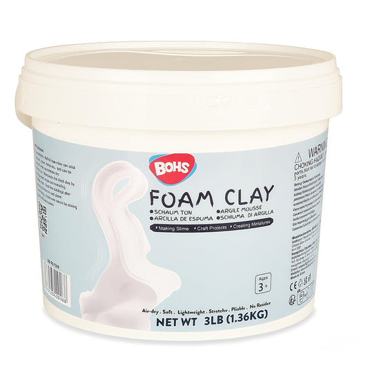 BOHS Foam Clay Pro - Air Dry,Soft, No Cracks, No Stains - for Arts & Crafts Project,Cosplay,Figurines - Easy Modeling, Sculpting, Molding- 1.36 kg (3 lbs) | White | Ages 3+