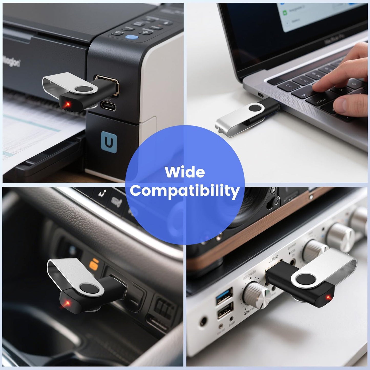 ABLAZE USB Stick 16GB 50 Pack, USB 2.0 Flash Drive 16GB with Lanyards Swivel Thumb Drives Bulk Memory Stick 50PCS (Black)