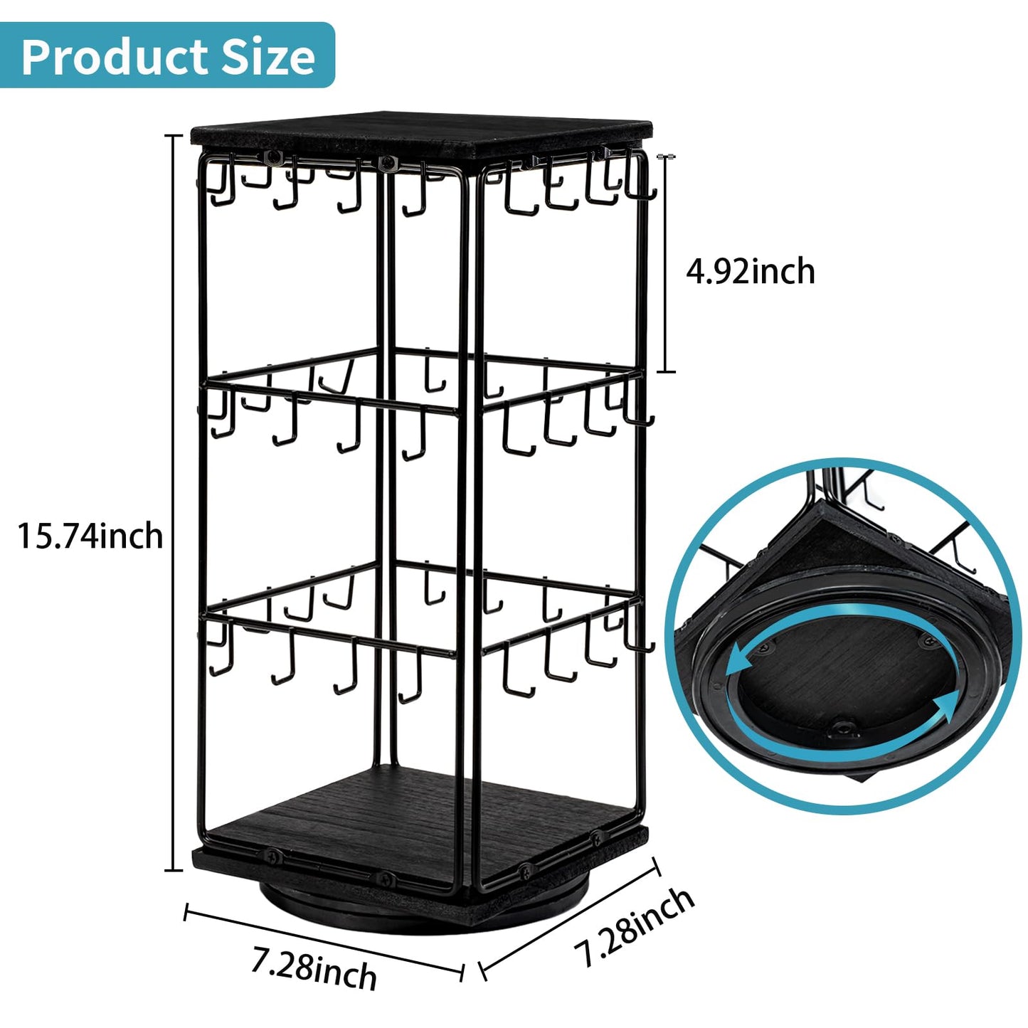 Yoimori 360 Rotating Earring Display Stands for Selling, Earring Rack Display Holder Organizer Stand, Jewelry Display for Vendors Selling Earring Cards, Necklaces, Bracelets, Hair Accessories
