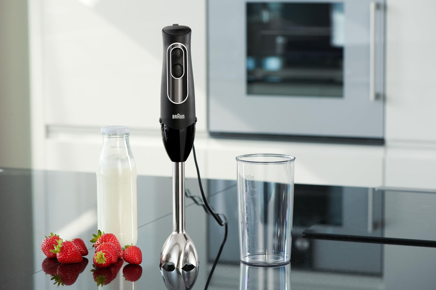 Braun MQ505 Portable Immersion Hand Blender, Powerful 350W Stick Blender, Dual Speed, Whisk, Beaker, Soup, Baby Food, Mixer, Hummus, Egg Beater, Smoothies