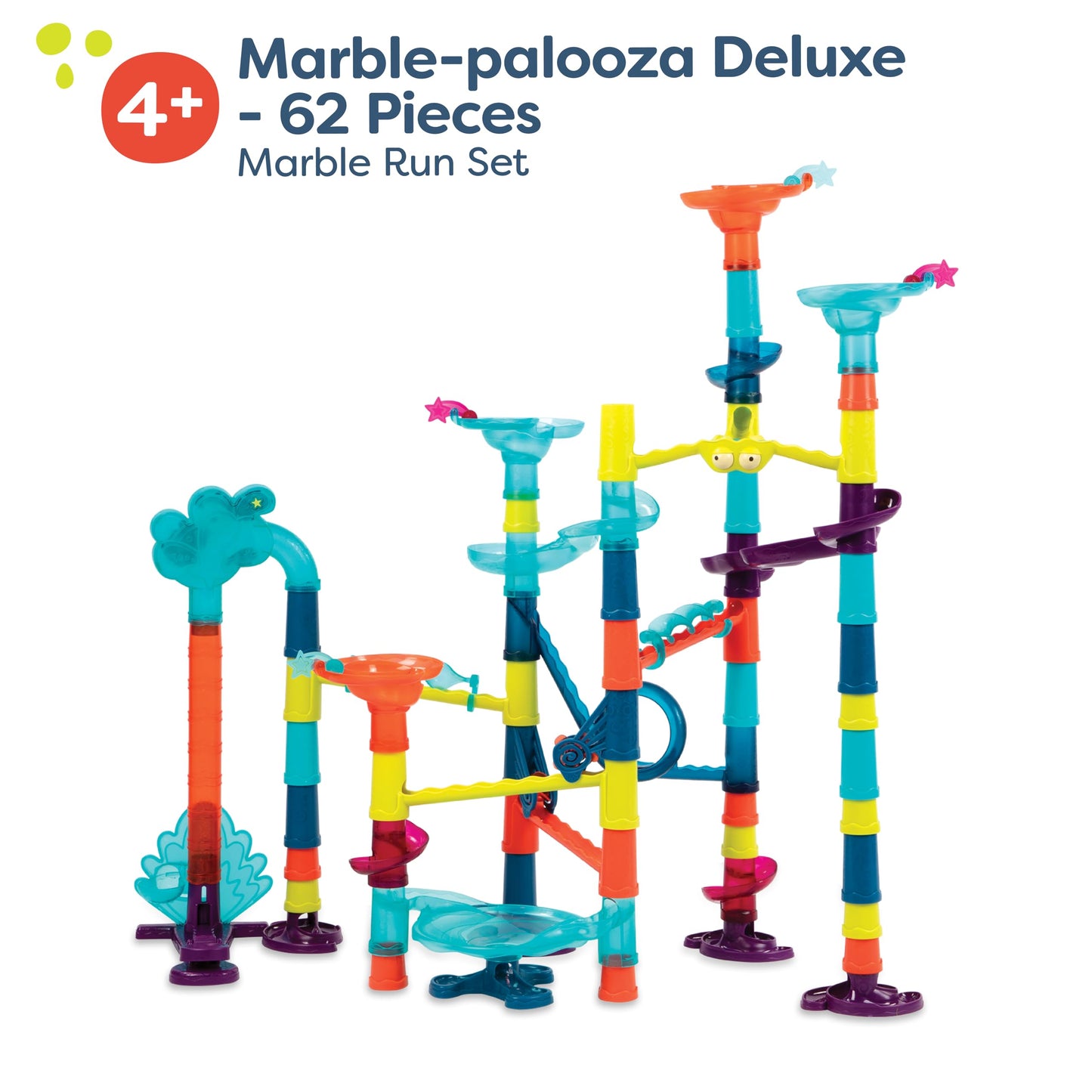 B. toys – Marble Run Toy Set – 62-Piece Interactive STEM Toy Featuring Lights, Sounds, and Modular Track Designs – Enhances Creativity, Early Engineering Skills – Ages 3 and Up