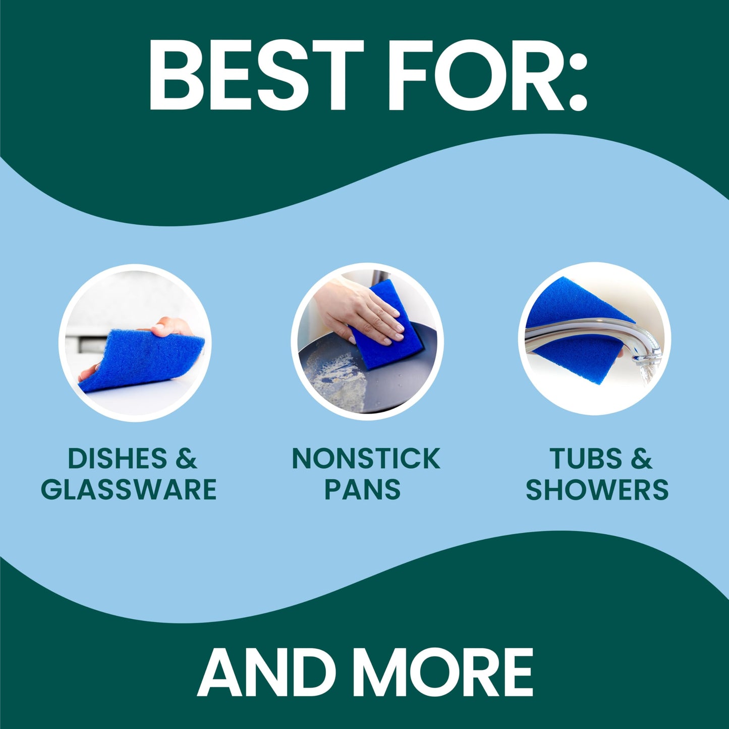 Scotch-Brite Zero Scratch Scouring Pad, Effective + Gentle Dish Scrubber for Household Cleaning, 30 Scrub Pads for Dishes, Nonstick Pots and Pans, Glass, Tubs, Showers, Reusable & Durable