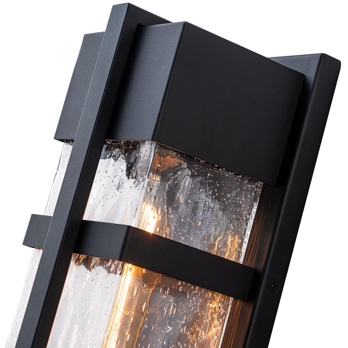 OUPAVOCS Modern Outdoor Wall Sconce, Black Exterior Porch wall Lights wall Mount with Bubble Glass, Patio Lighting Fixtures with E26 Socket for House, Garage