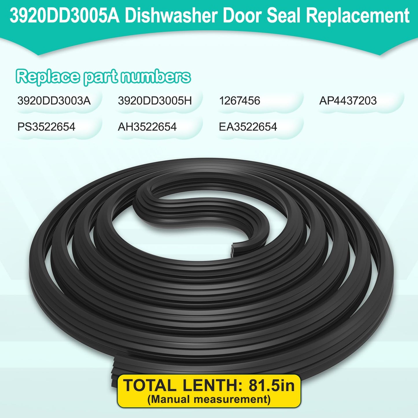 Upgraded 3920DD3005A Dishwasher Door Gasket Seal Replacement Compatible with LG, Ken-more Models (LDF, LDS, LDT Series) Replace Dishwasher Door Seal Parts 3920DD3005H, AP4437203, PS3522654