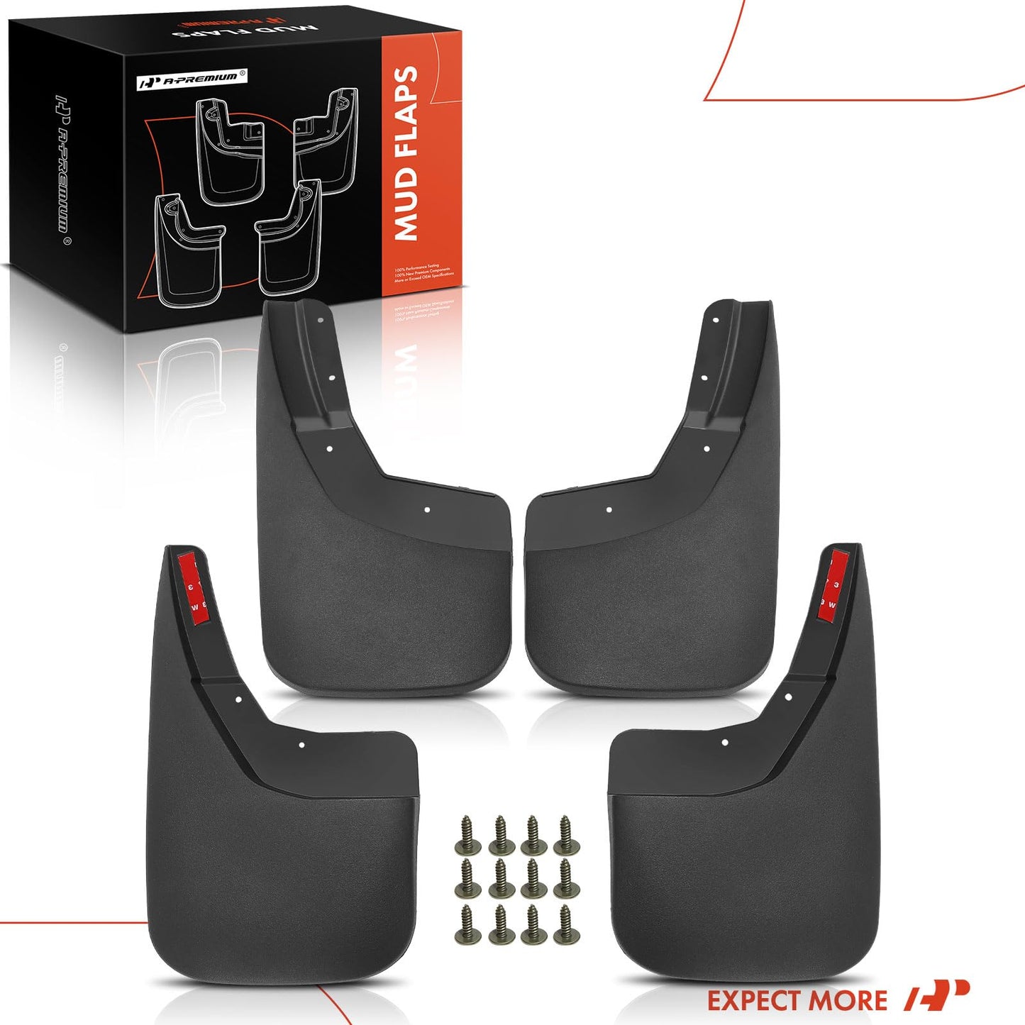 A-Premium Set of 4PCS Mud Flaps Splash Guards Mudguards Mudflaps with Hardware Kits Accessory Compatible with Chevrolet Silverado 1500 3500 2500 HD 3500 HD, 2014-2018, Front LH RH and Rear LH RH