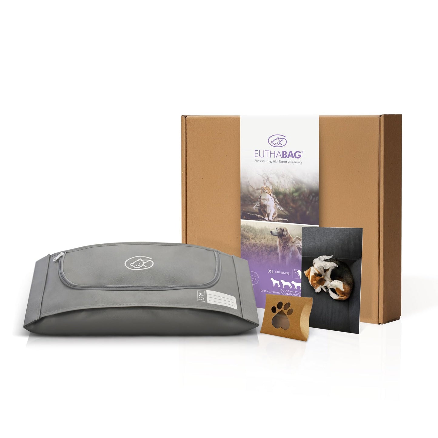EUTHABAG® - Medium 9kg-18kg. A Beautiful, Customizable Cremation and Burial Kit Suitable for Medium Animals | Designed with Compassion. 9-18 kg. Dimensions 81 x 36 x 18 cm.