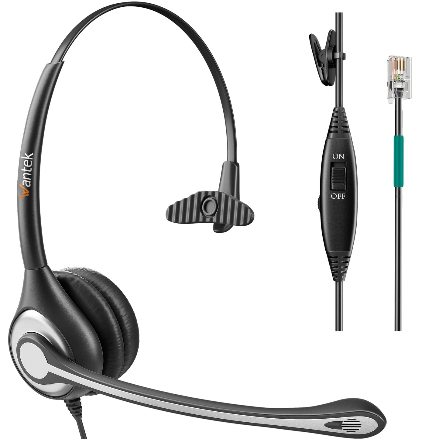 Wantek Corded Telephone Headset Mono w/Noise Canceling Mic for ShoreTel Plantronics Polycom Toshiba NEC Dterm Nortel Norstar Meridian Siemens ROLM Packet8 Landline Deskphones(F600S2)