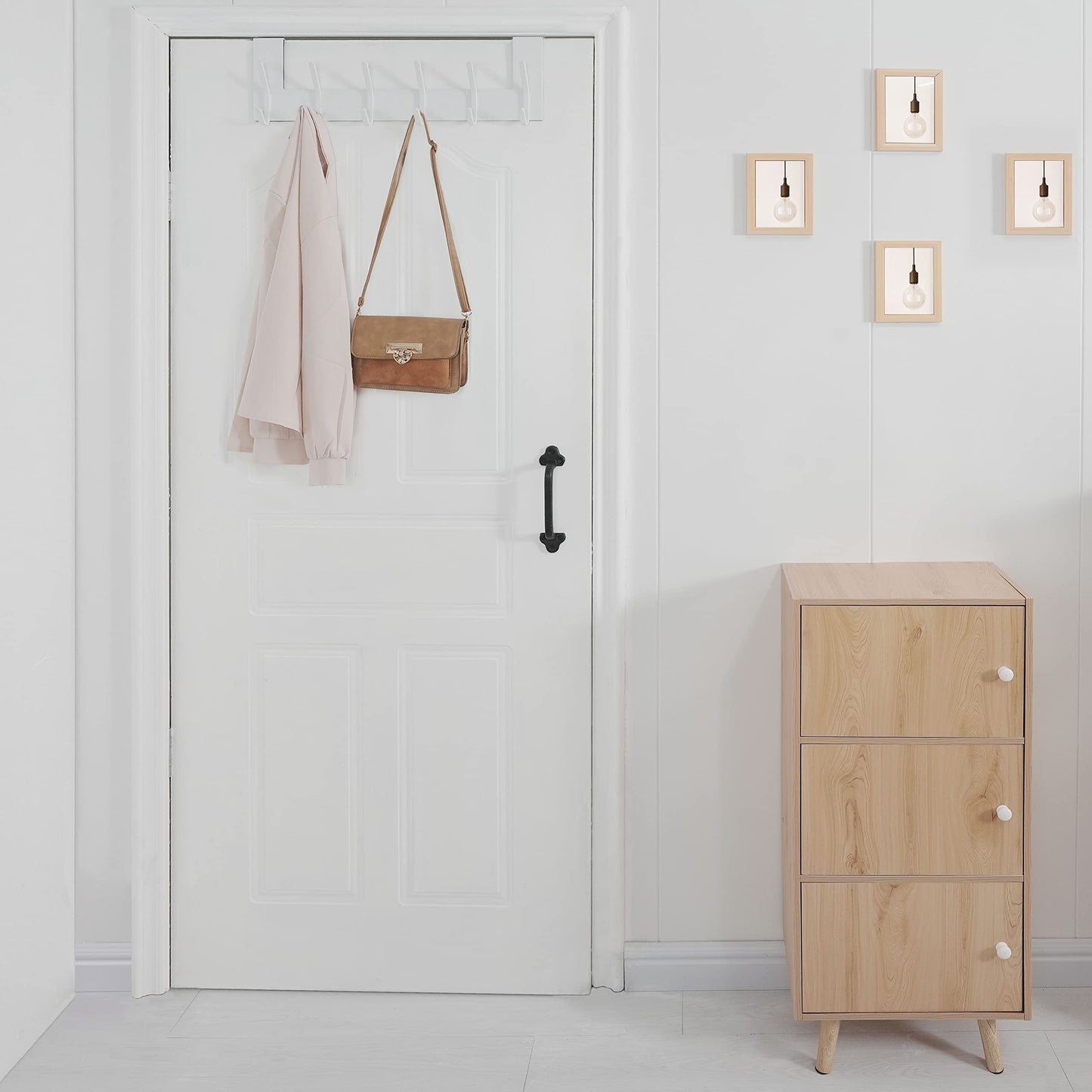 WEBI Over The Door Hook:Over The Door Towel Rack,Door Coat Hanger Towel Hanger Over Door Coat Rack for Hanging Clothes,Hats,Bathroom,White,2 Packs
