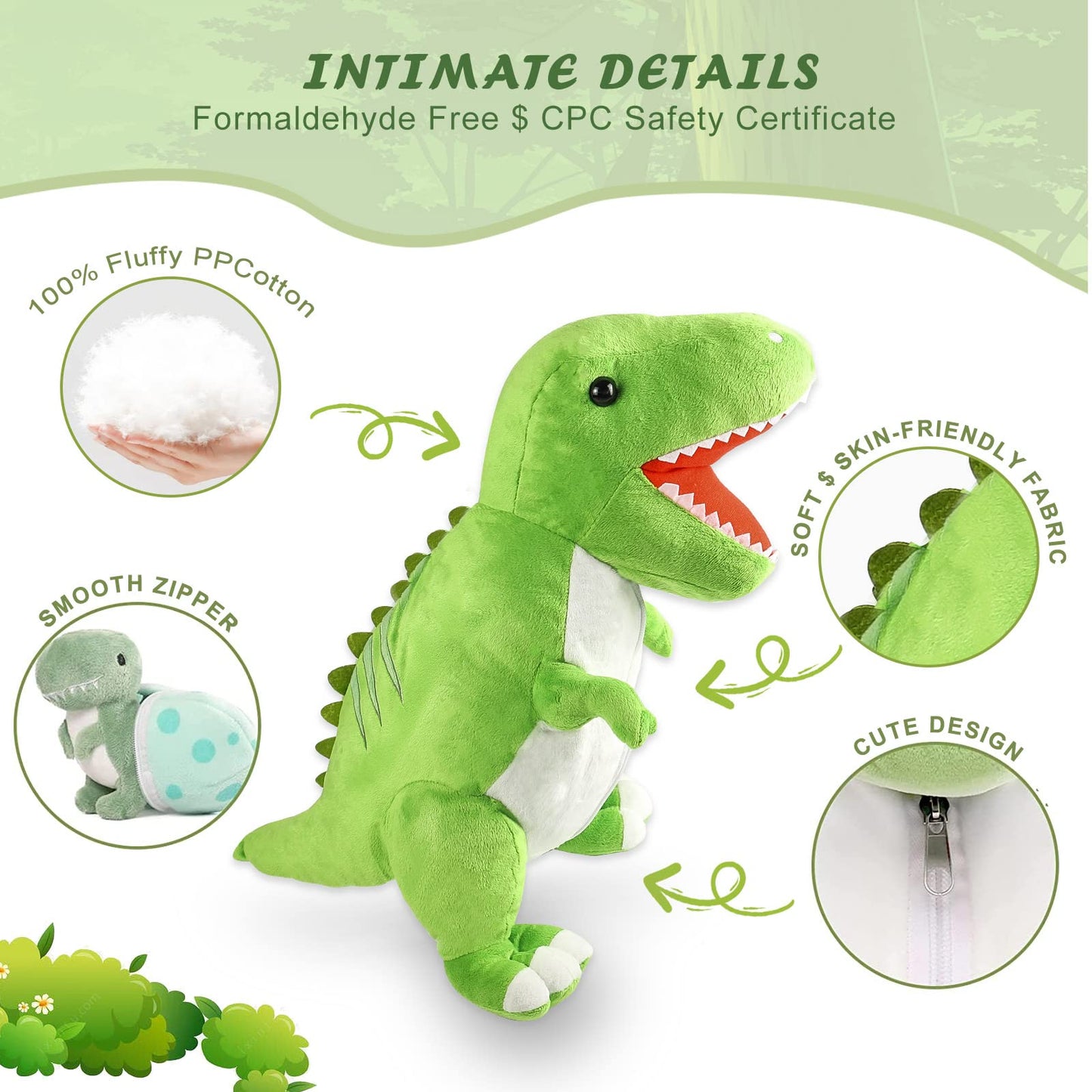 Cute Stuff Plush Dinosaur Stuffed Animal 23.6'' Mommy Stuffed Dinosaur with 3 Baby Dinosaur Plush Toys Soft Stuffed Animals Plush Gift for Children, Friends