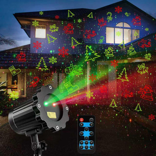 Brighter Laser Christmas Decorations Lights Projector Outdoor, 2 Colors 8 Patterns Christmas Light Show, Holiday Projector for Outside