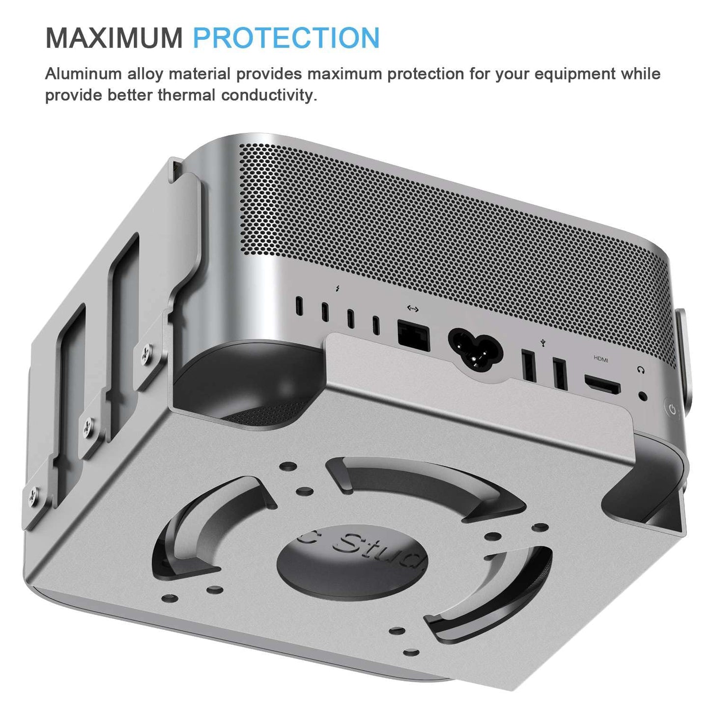IFCASE Heat Dissipation Design Anti-Scratch Inner Aluminum Under Desk, Wall, Vesa Mount for Mac Studio M4 M3 M2 M1 Max/Ultra (Silver)