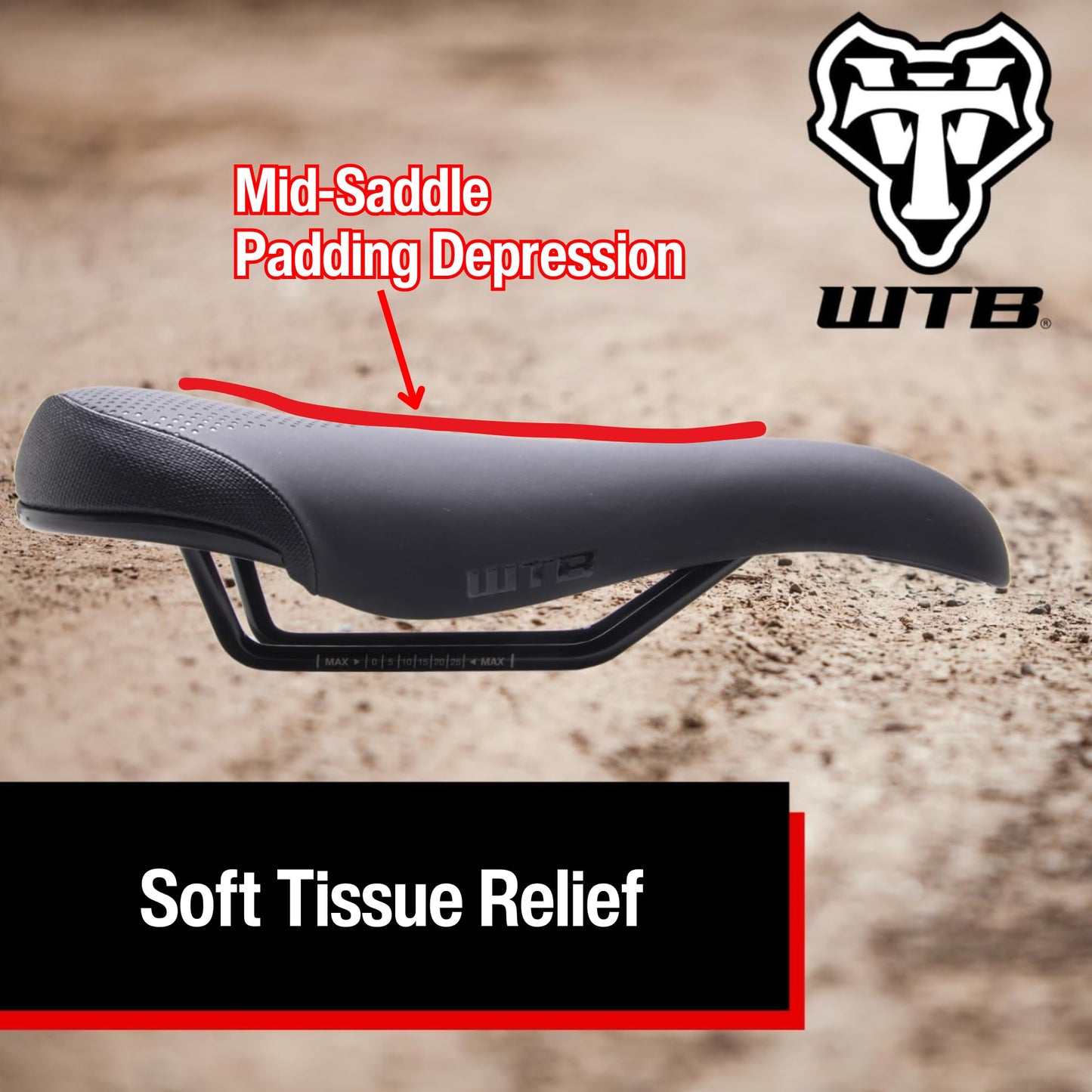 WTB Speed Bike Seat (Saddle) Comfortable Thick Padding - Shock-Absorbing Base - Mountain, Urban & E-Bikes (Steel Rail)