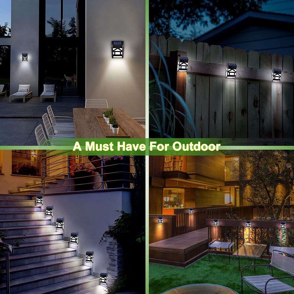 [Pack of 8] Solar Lights Outdoor, Derlights® Waterproof Solar Fence Light, Solar Wall Lights, Led Solar Post Lights for Garden Landscape Stair Porch Deck Yard Lawn