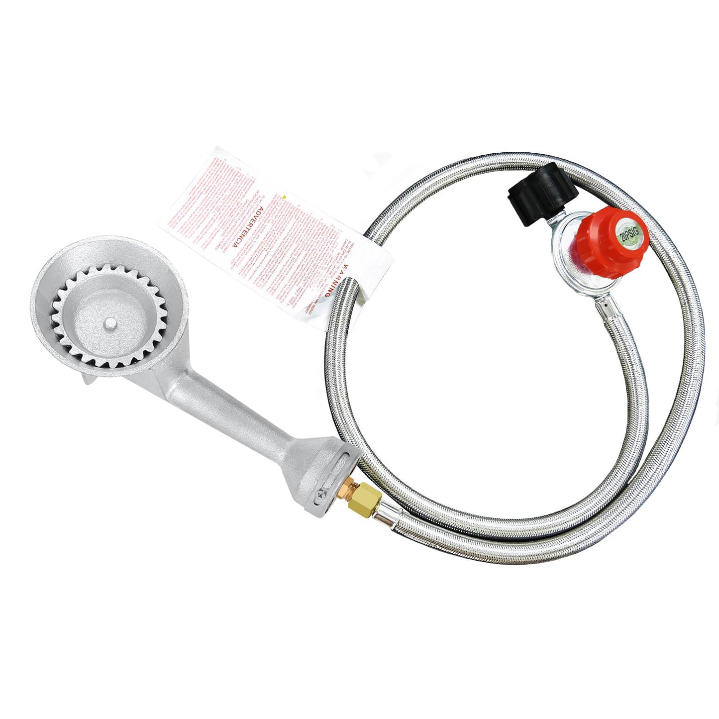 BESTFIRE High Pressure Cast-Iron Propane Burner Head,Taper Burner Head with 20 PSIG Adjustable High Pressure Propane Regulator with Hose and Brass Fitting for Propane Burner Head for Cooking Outdoor