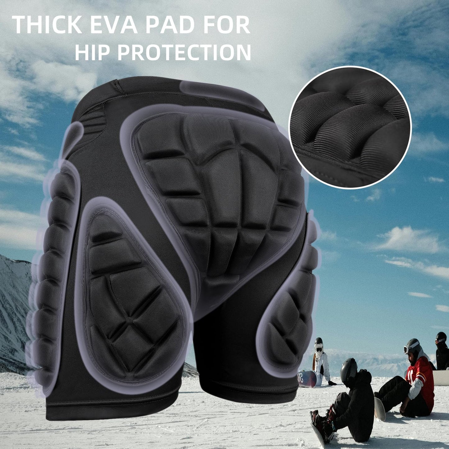Cienfy 3D Hip Protection EVA Butt Pads Protective Padded Shorts Crash Pad Impact Gear for Skiing Skating Snowboarding Skateboarding (XX-Large)