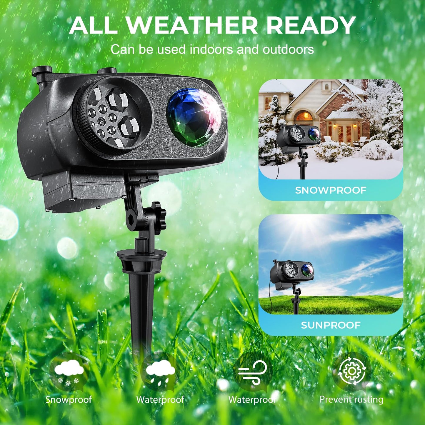 Christmas Projector Lights Outdoor Waterproof,15W Brighter HD Ocean Wave Effect 12 Slides 96 No Fade Pictures Light for Gift Christmas Halloween Decoration