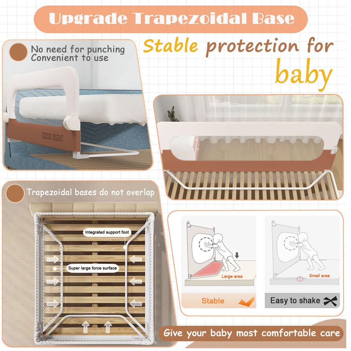 Foldable Baby Bed Rail for Toddlers, Adjustable Height Baby Bed Rail Guard Swing Down Baby Bed Safety Side Rails,Portable Bed Rails Guard Bumper for Full Queen King Size