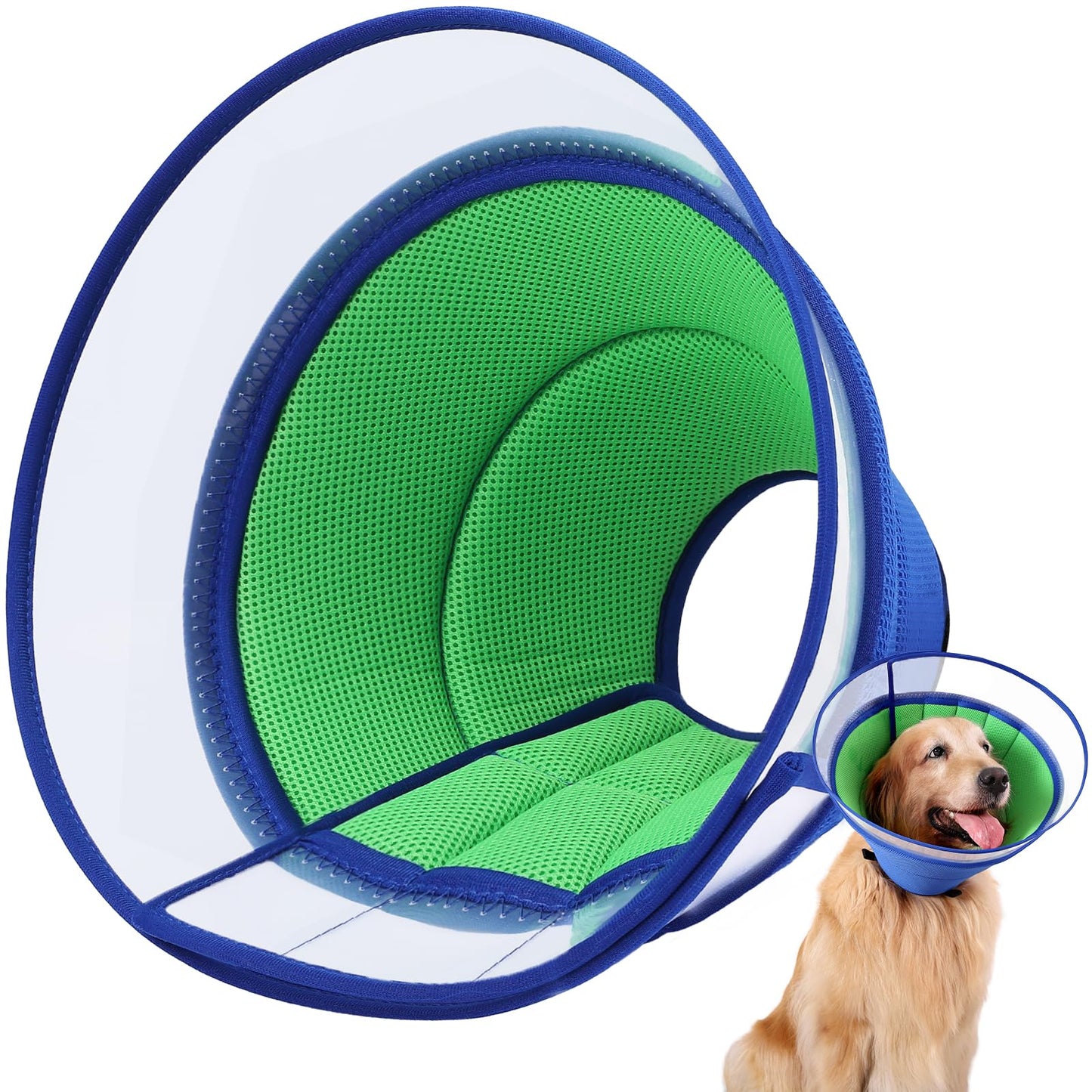 Soft Dog Cone for Dogs After Surgery, Breathable Dog Cones for Large Medium Small Dogs and Cats, Adjustable Dog Recovery Collar for Pets, Lightweight E-Collars for Dogs, Elizabethan Collar(Size 8)