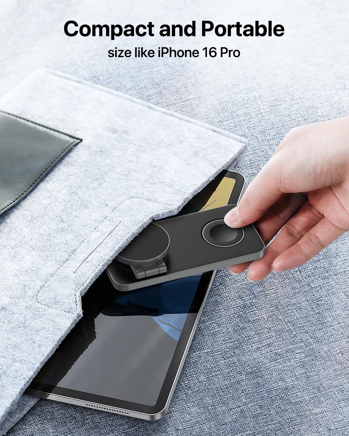 3 in 1 Wireless Charging Station, Magnetic Foldable Fast Mag-safe Charger Stand Compatible with Apple Devices iPhone Air/17/16/15/14/13/12, Apple Watch Ultra/SE/10/9/8/7/6/5/4, AirPods Pro/3/2 (Black)