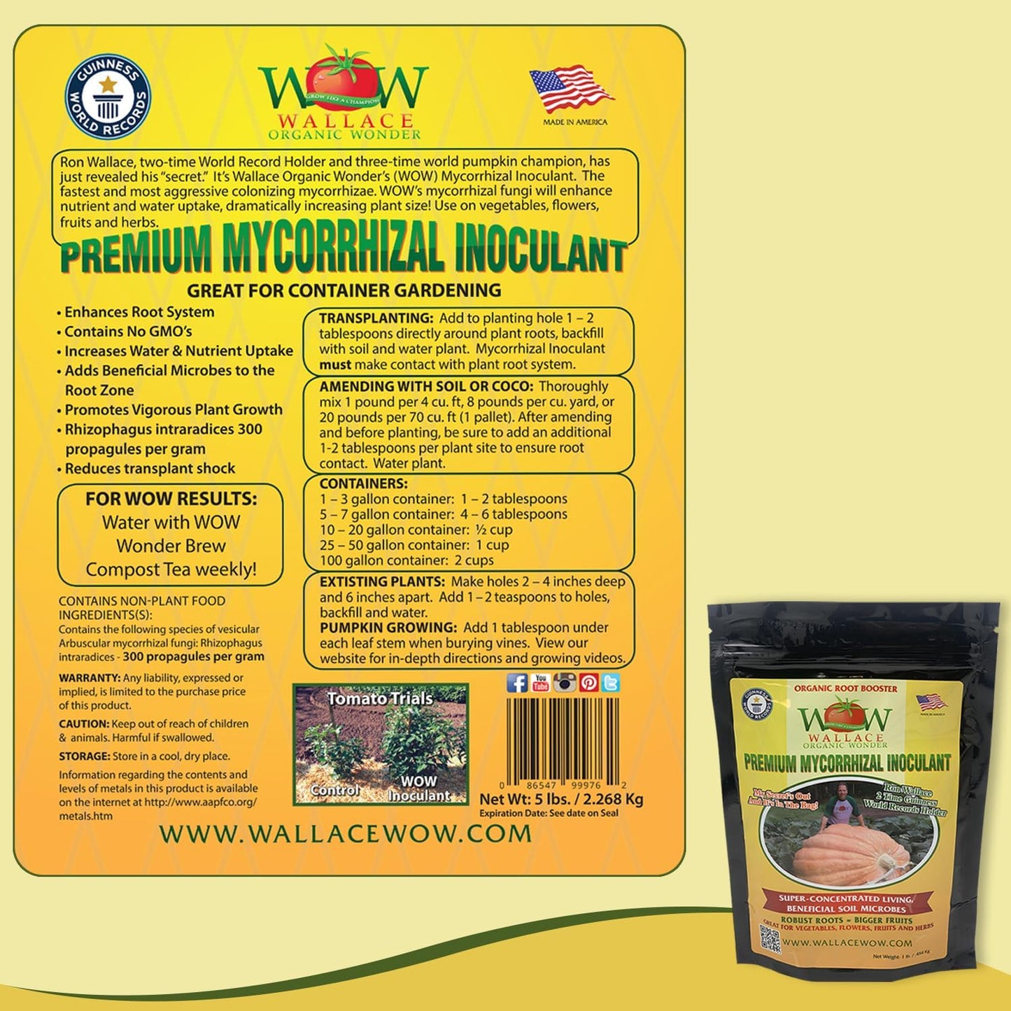 Wallace Organic Wonder Mycorrhizal Inoculant 1 Pound Mycorrhizal Fungi - Super Concentrated - Fresh Mycorrhizae for Plant, Garden Soil, & Potting