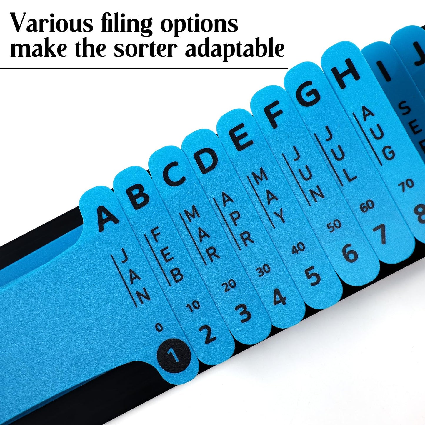 PerKoop Plastic All Purpose Document Sorter Alphabetical a-z File Organizer Compact Upright Space Saving Paper Organizer for File Office School, Blue, 2.52 x 23.5 inches(1 Set)