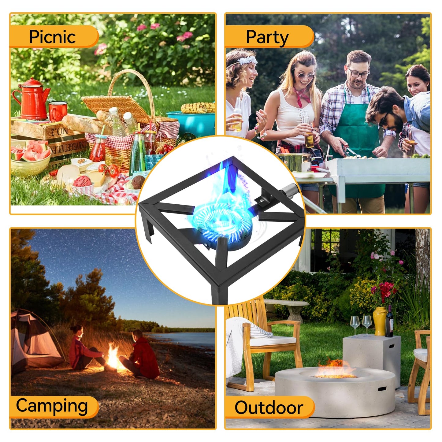 Onlyflame Heavy Duty Single Propane Burner - Outdoor Gas Stove Burner Cooker for Home Brewing, Turkey Fry, Maple Syrup Prep, Camping, Tailgating - 80,000 BTU