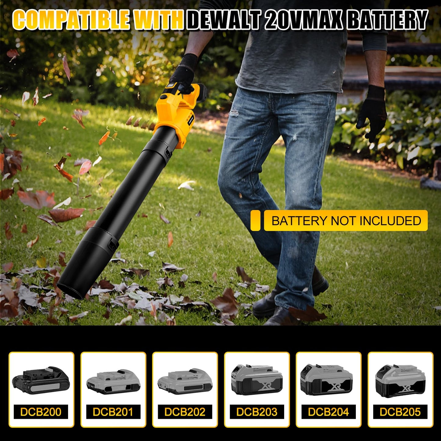 FormiPow Rotating Leaf Blower for DeWalt 20V Max Battery,200MPH 600CFM Brushless Motor Blower, 6-Speed with Display, 180° Adjustable Handle, Cordless Leaf Blower for Yard Patio Cleaning (No Battery)