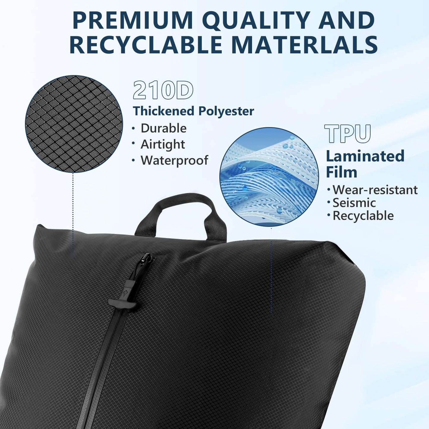 33L Professional Vacuum Bags for Travel with Wireless Vacuum Pump, Dobaly IP67 Reusable Vacuum Compression Bags for Suitcases and Backpack Space Saver Vacuum Bags Lightweight&Durable (1PC+Pump)